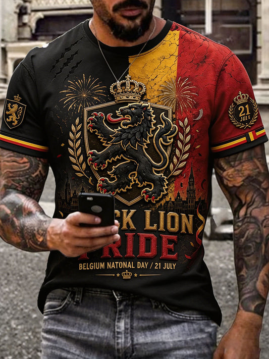Herren-T-Shirt mit belgischem Nationaltag, 21. Juli, bedruckt