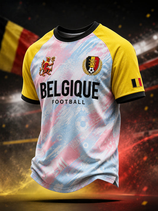 Herren-T-Shirt mit Fußballmotiv, Raglanärmeln und kurzen Ärmeln