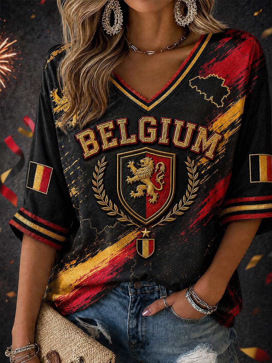Retro-Kunstdruck zur belgischen Nationalfeiertagsfeier – lässiges Top