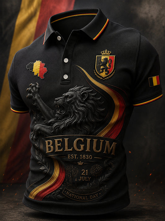 Herren-Poloshirt mit kurzen Ärmeln zum Nationalfeiertag