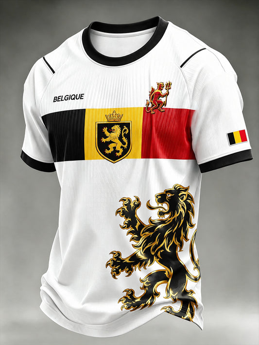 Herren-T-Shirt mit Fußballmotiv, Raglanärmeln und kurzen Ärmeln