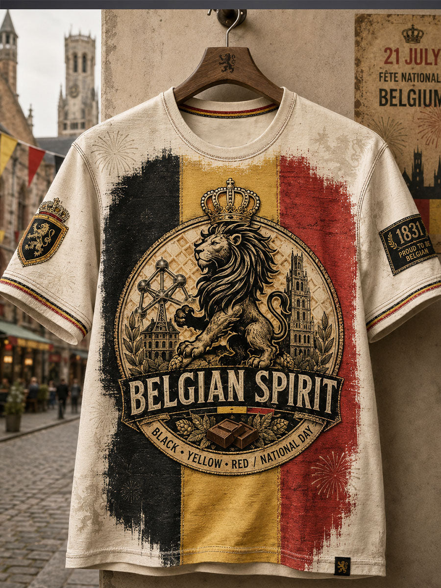 Herren Belgiens National feiertag 21. Juli Bedrucktes T-Shirt