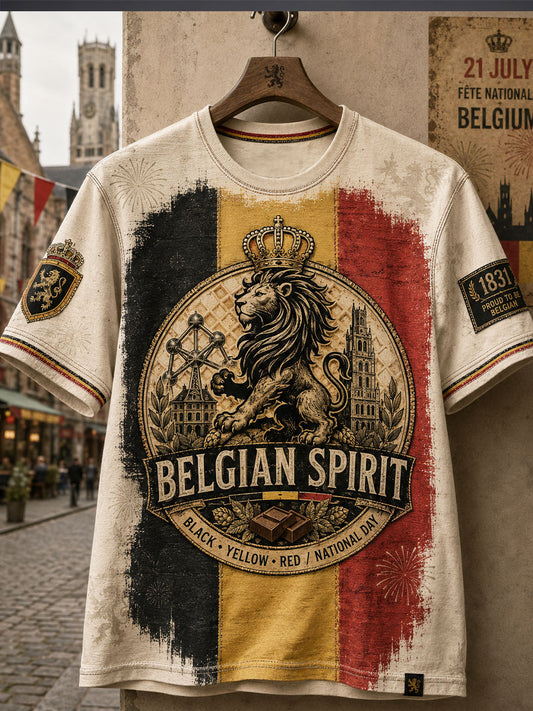 Herren Belgiens National feiertag 21. Juli Bedrucktes T-Shirt