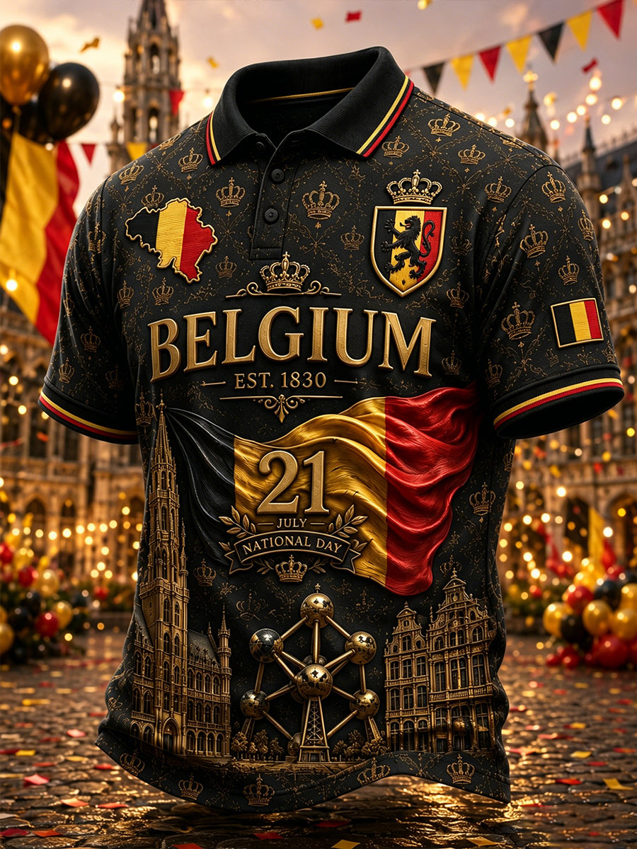 Kurzärmliges Polos hirt zum National feiertag der Männer
