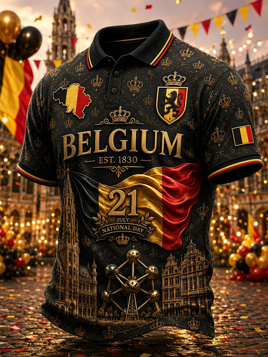 Kurzärmliges Polos hirt zum National feiertag der Männer