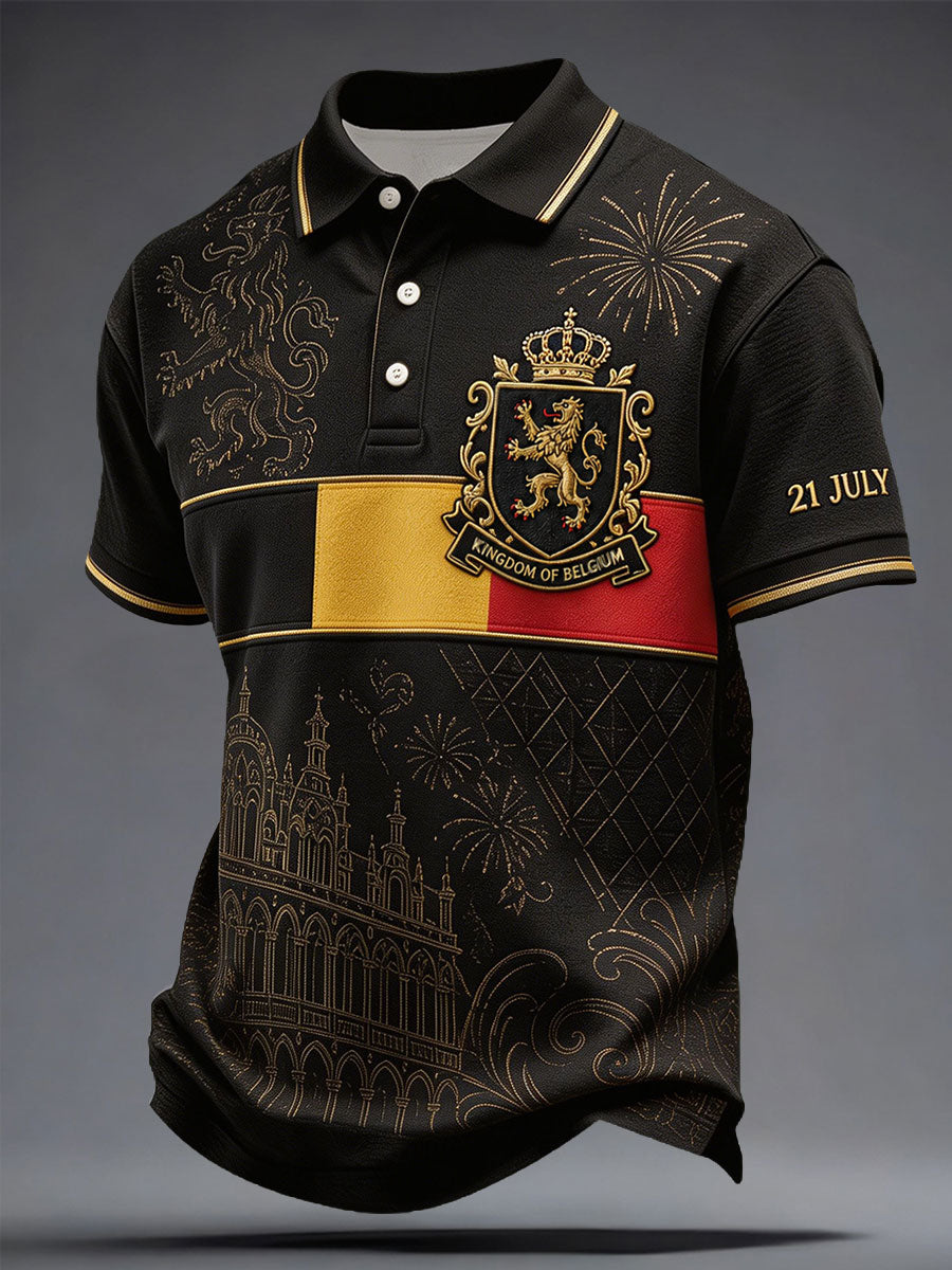 Herren Belgiens National feiertag 21. Juli Gedruckte Freizeit-Tops