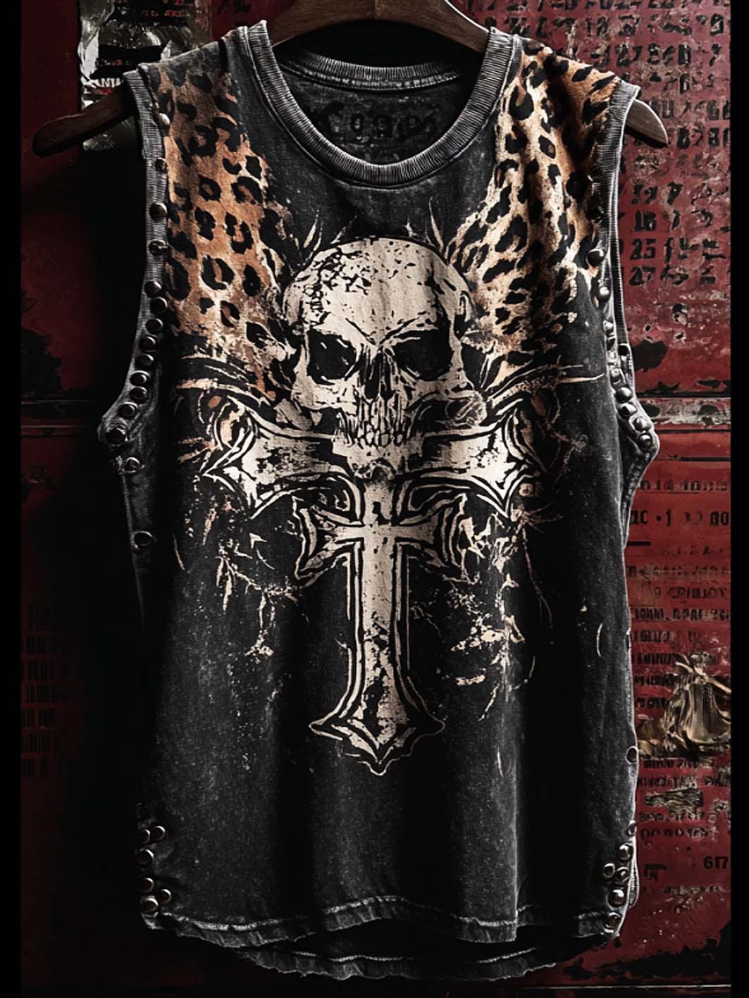 Herren-Freizeitweste im Retro-Look mit Totenkopf-Muster