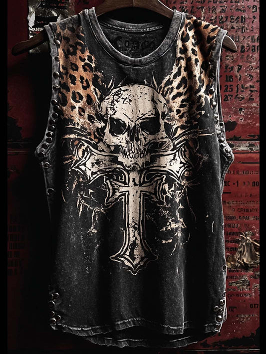 Herren-Freizeitweste im Retro-Look mit Totenkopf-Muster