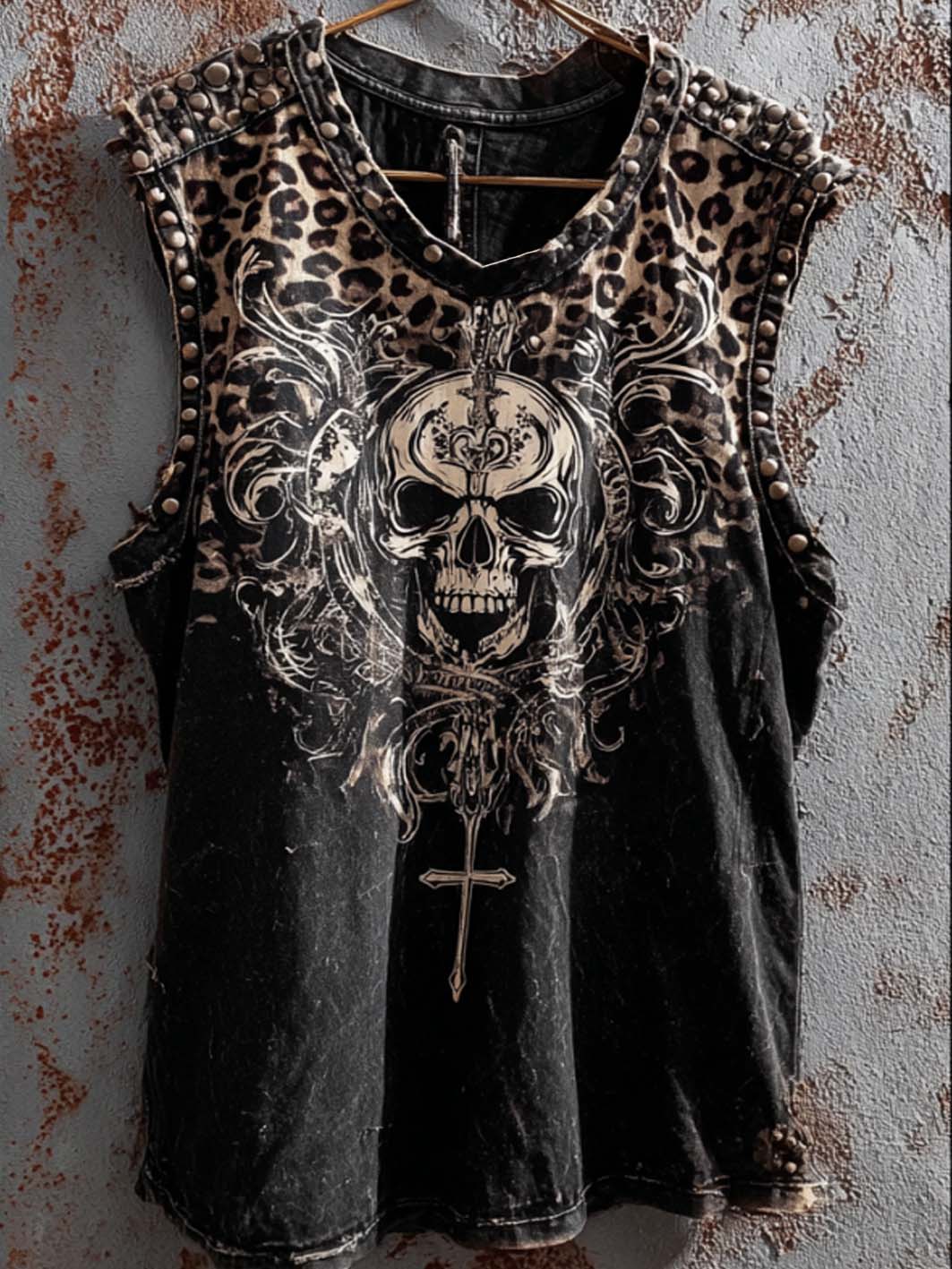 Herren-Freizeitweste im Retro-Look mit Totenkopf-Muster