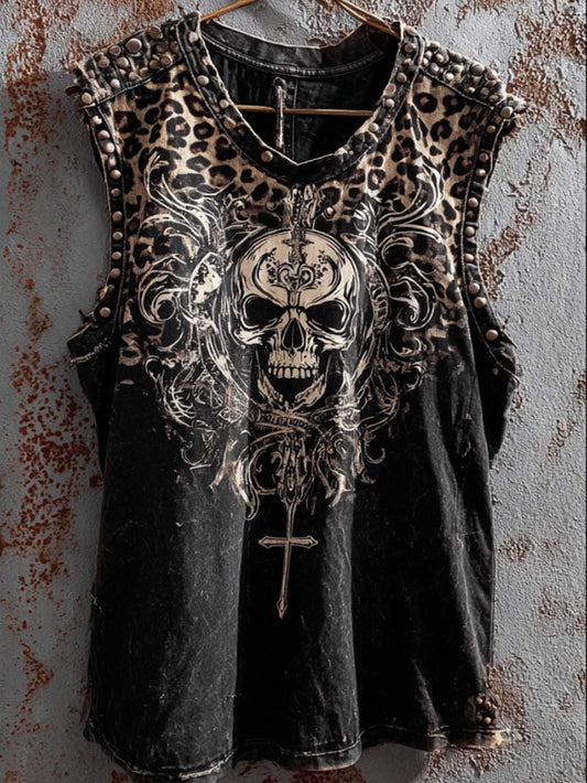 Herren-Freizeitweste im Retro-Look mit Totenkopf-Muster