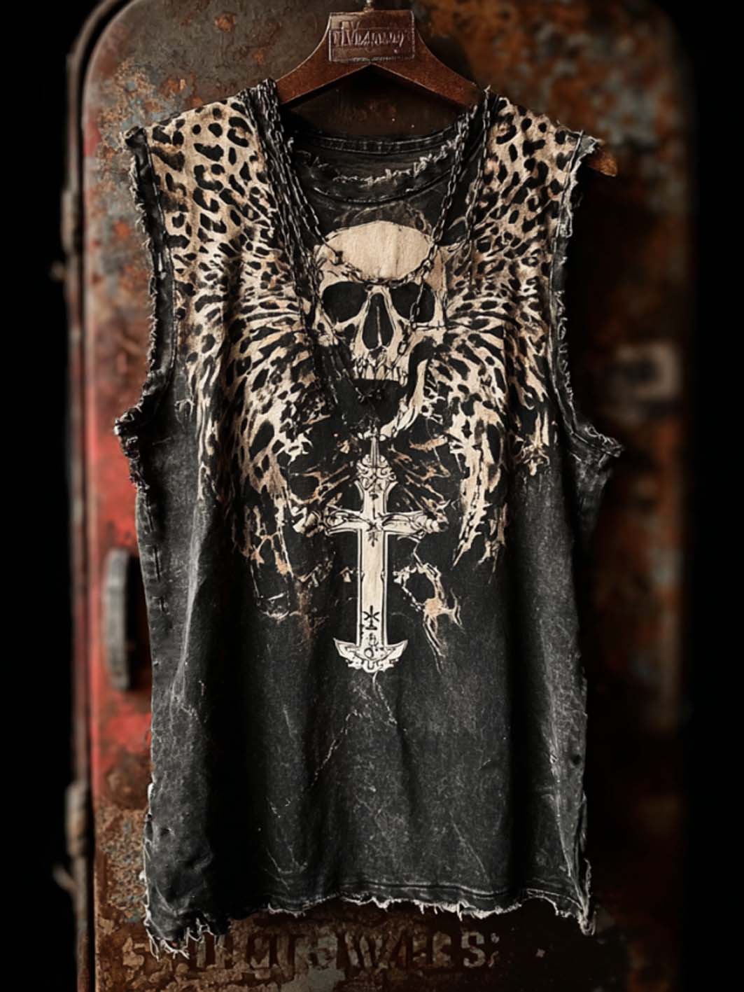 Herren-Freizeitweste im Retro-Look mit Totenkopf-Muster