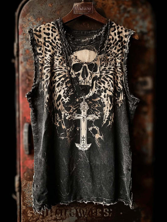 Herren-Freizeitweste im Retro-Look mit Totenkopf-Muster