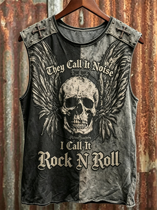 Männer nennen es Lärm Ich nenne es Rock'n'Roll-Schädel mit Flügel druck Schläger weste