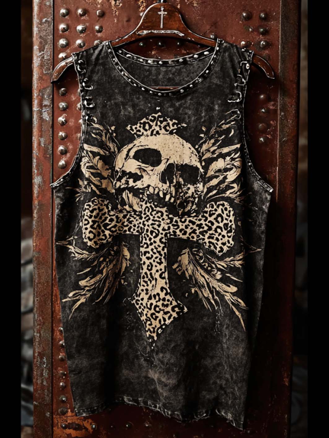 Herren-Freizeitweste im Retro-Look mit Totenkopf-Muster