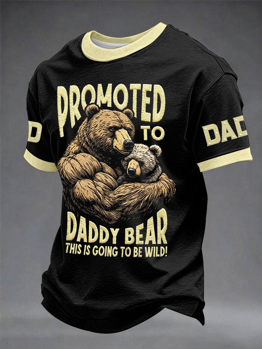 Herren-Tier-Print-T-Shirt zum Papa-Bären befördert, das wird wild. Vatertag