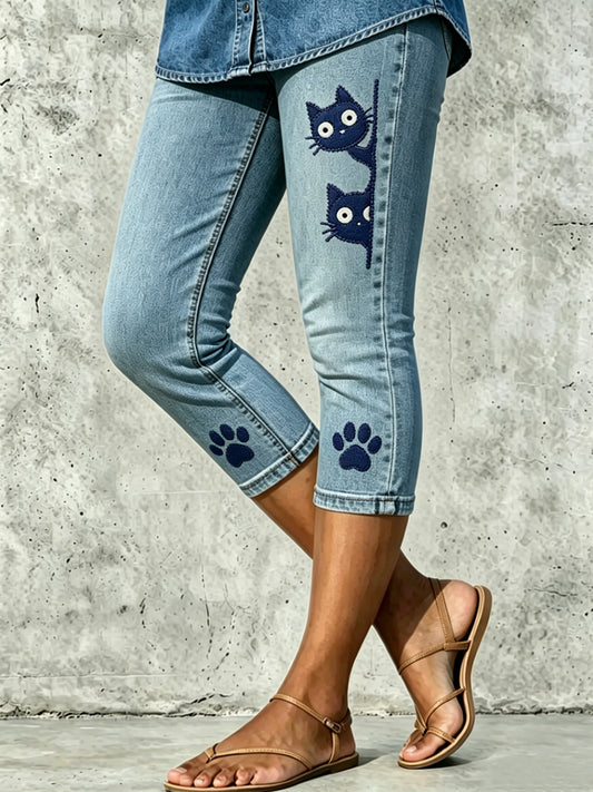 Damen-Leggings mit tierischem Katzen-Motiv und künstlerischem Druck