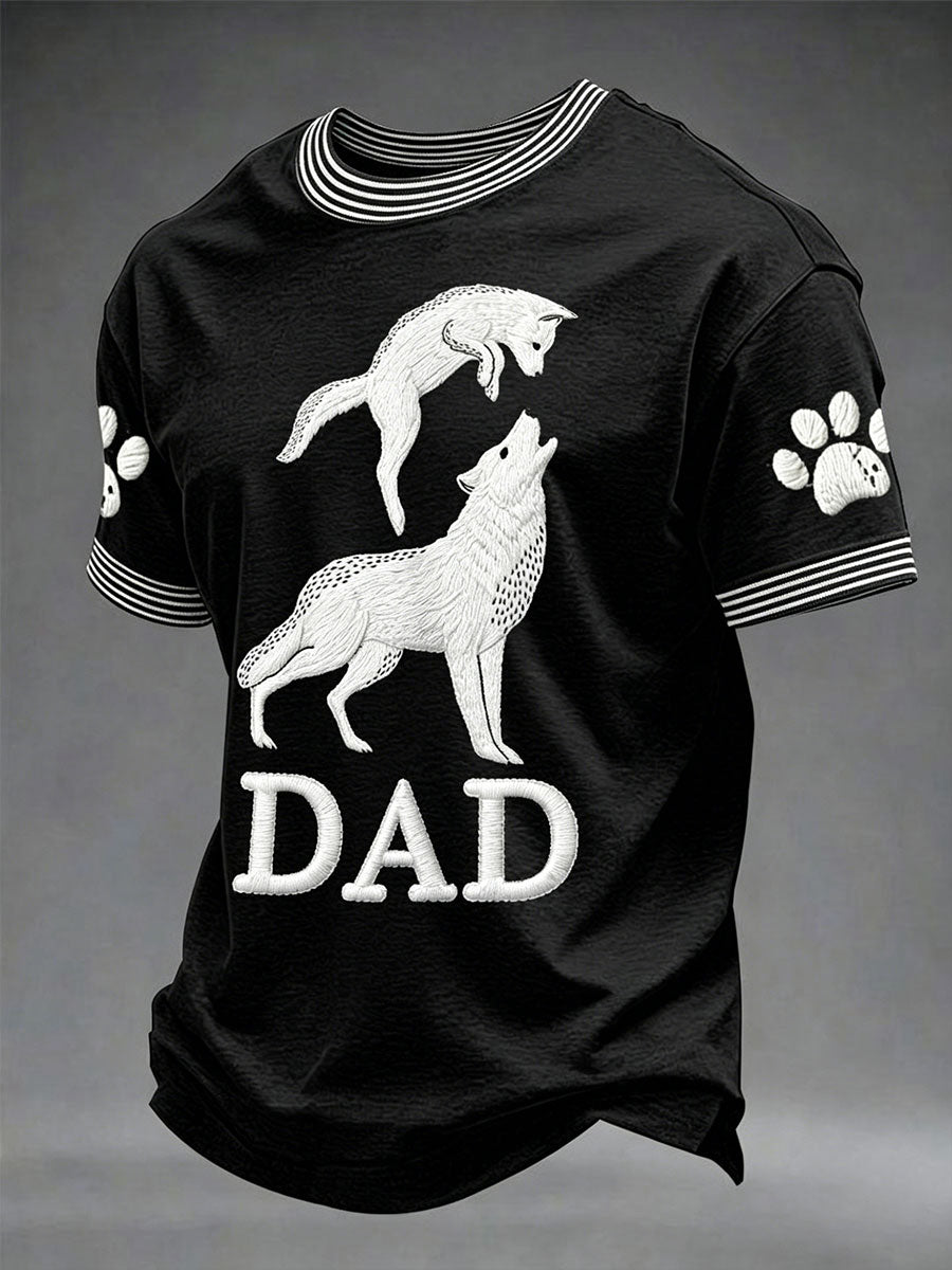 Männer Vatertag Spaß Wolf Vater und Wolf Jungen Drucken Casual T-Shirt