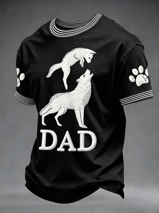 Männer Vatertag Spaß Wolf Vater und Wolf Jungen Drucken Casual T-Shirt