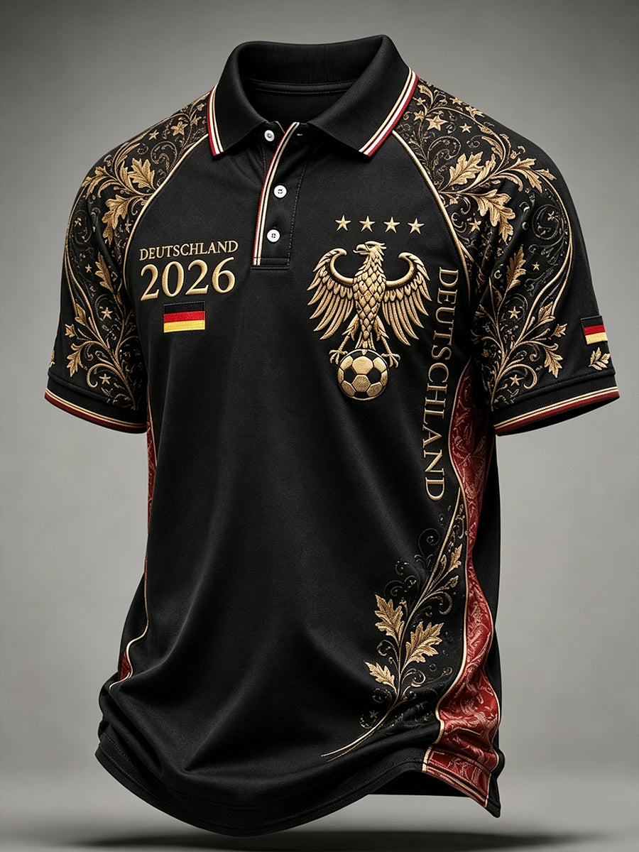 Männer Deutschland Fußball Kunstdruck Polo Shirt