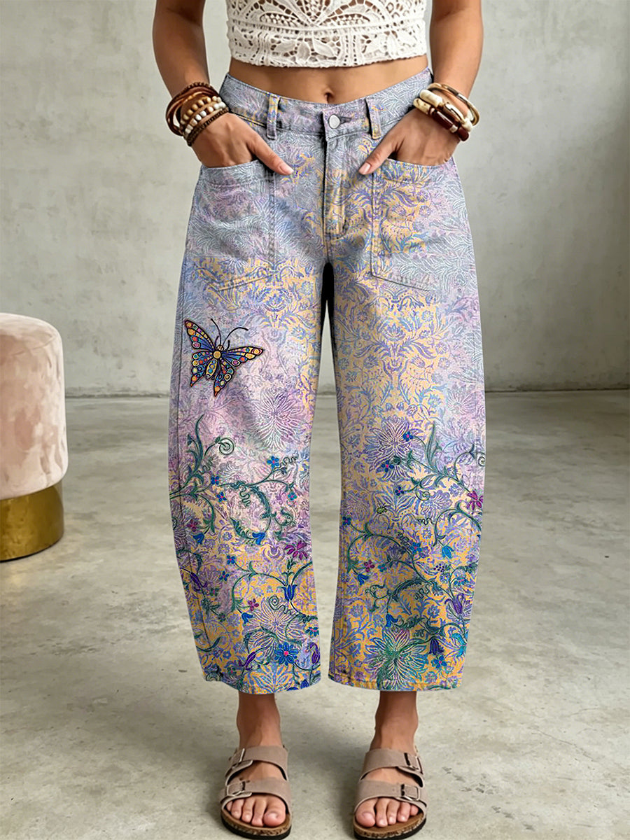 Damen böhmische Schmetterlings-Kunst-Druck-Hosen