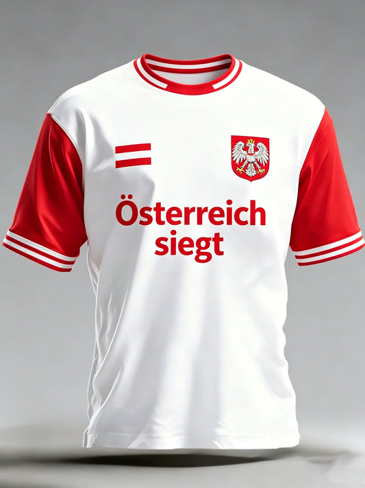 Herren-T-Shirt mit Kunstdruck – österreichisches Fußball-Fangeschrei-Element