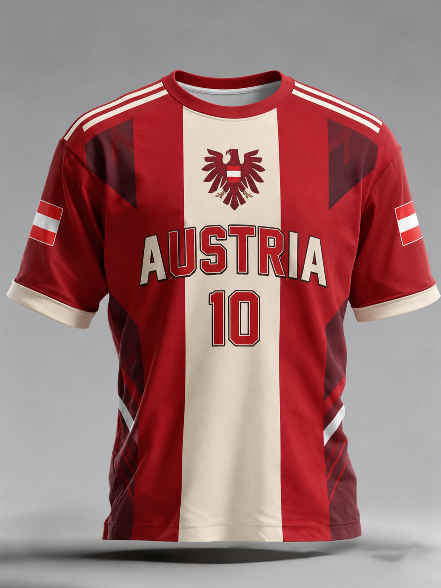 Herren-T-Shirt mit Kunstdruck – österreichisches Fußball-Fangeschrei-Element