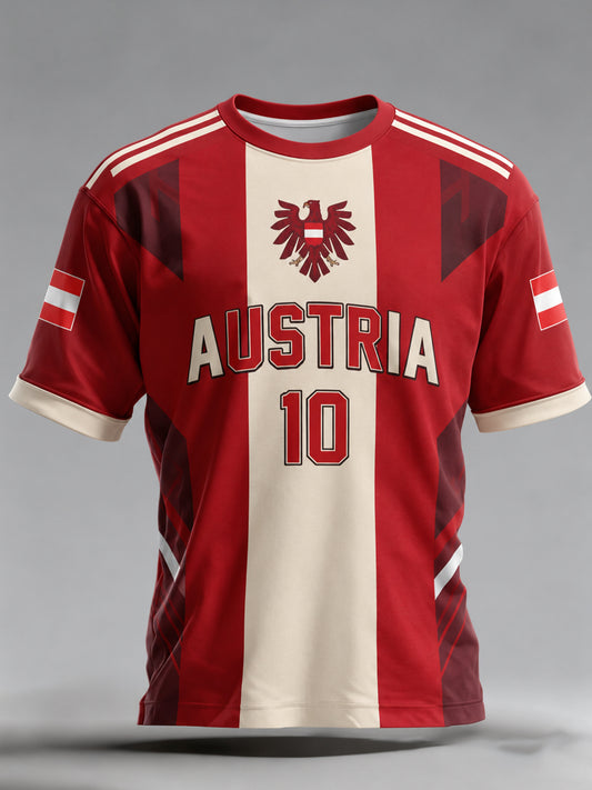Herren-T-Shirt mit Kunstdruck – österreichisches Fußball-Fangeschrei-Element