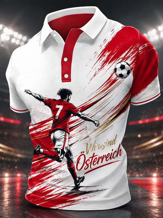Herren-Österreich-Fußball-Anfeuerungs-Element-Kunstdruck-Polo