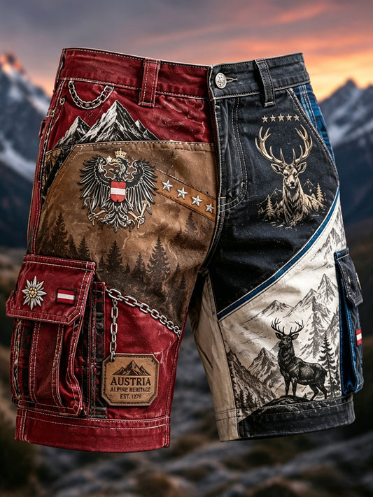 Herren-Shorts mit Kunstdruck zur Ehrung der österreichischen Naturelemente