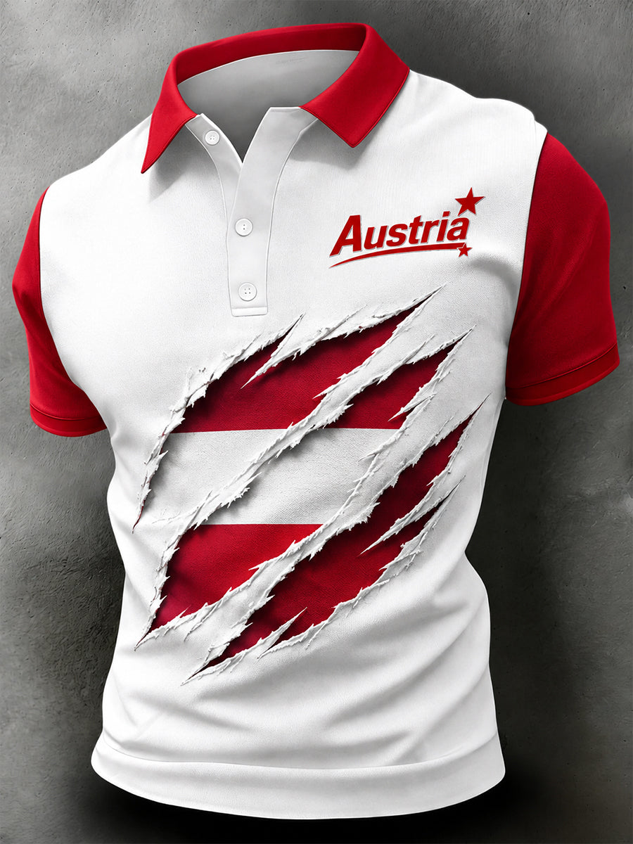 Herren-Österreich-Fußball-Anfeuerungs-Element-Kunstdruck-Polo