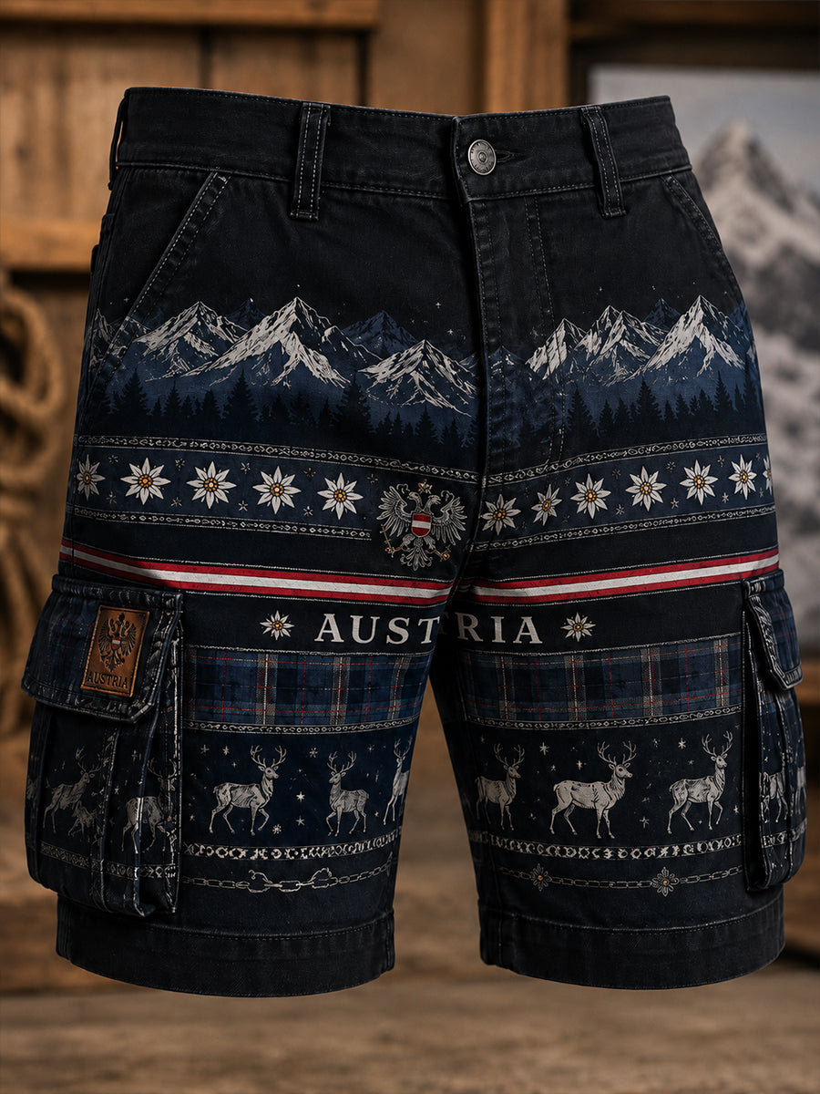 Herren-Shorts mit Kunstdruck zur Ehrung der österreichischen Naturelemente