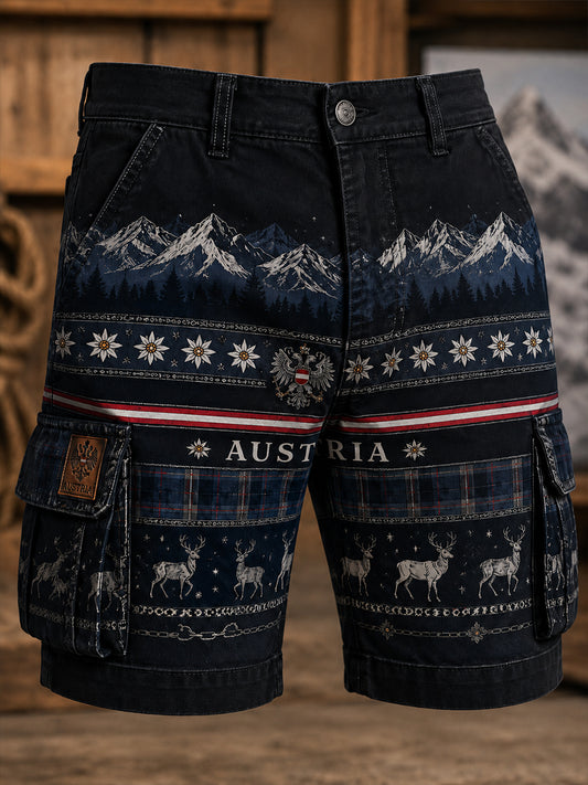 Herren-Shorts mit Kunstdruck zur Ehrung der österreichischen Naturelemente