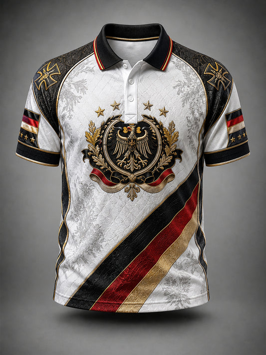 Herren-Fußballkunstdruck-Poloshirt in Deutschland-Optik