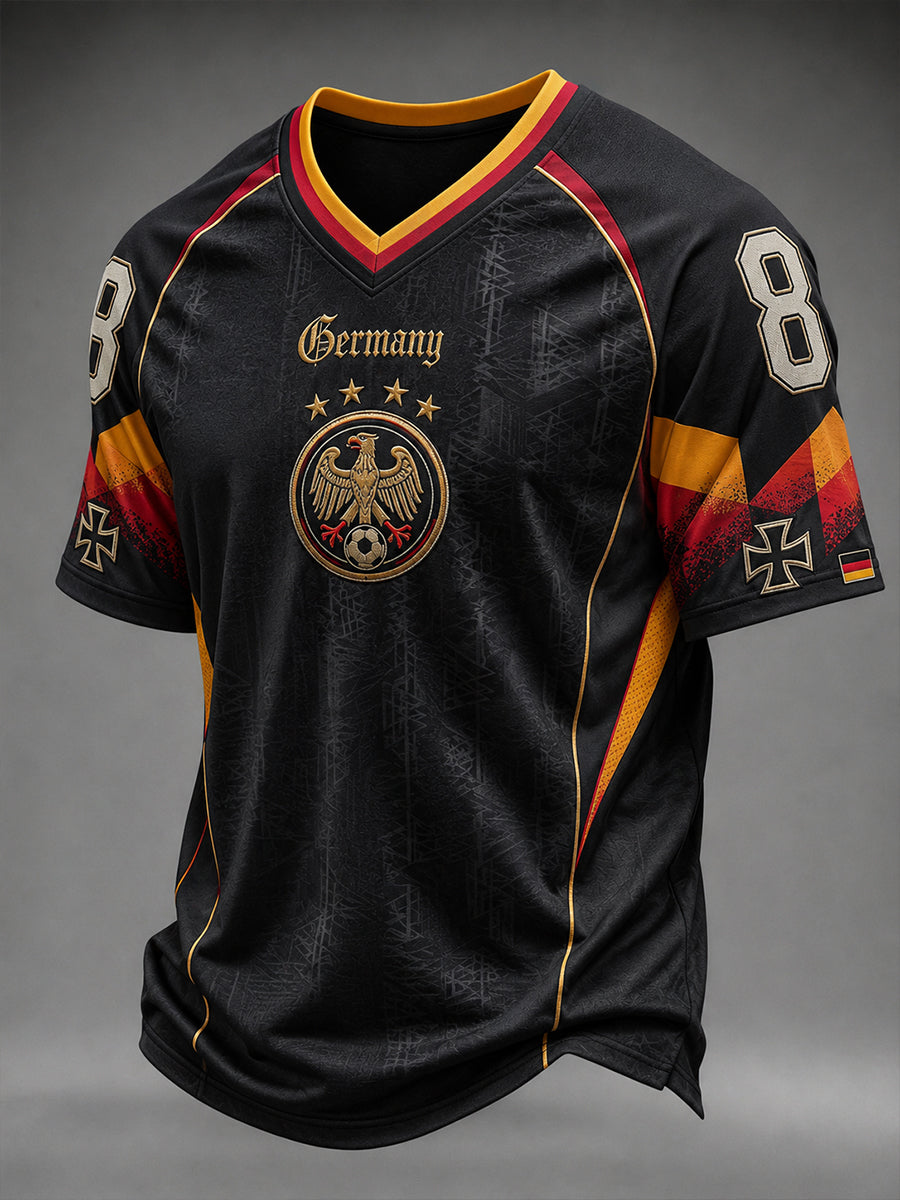 Herren-Fußball-V-Neck-T-Shirt aus Deutschland