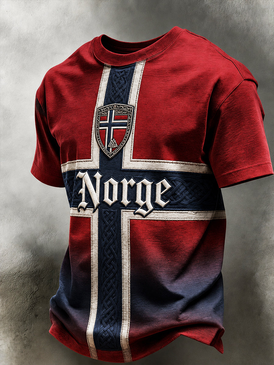 Retro nordische norwegische Wikinger skandinavische Kunstdruck-Lässig-T‑Shirt