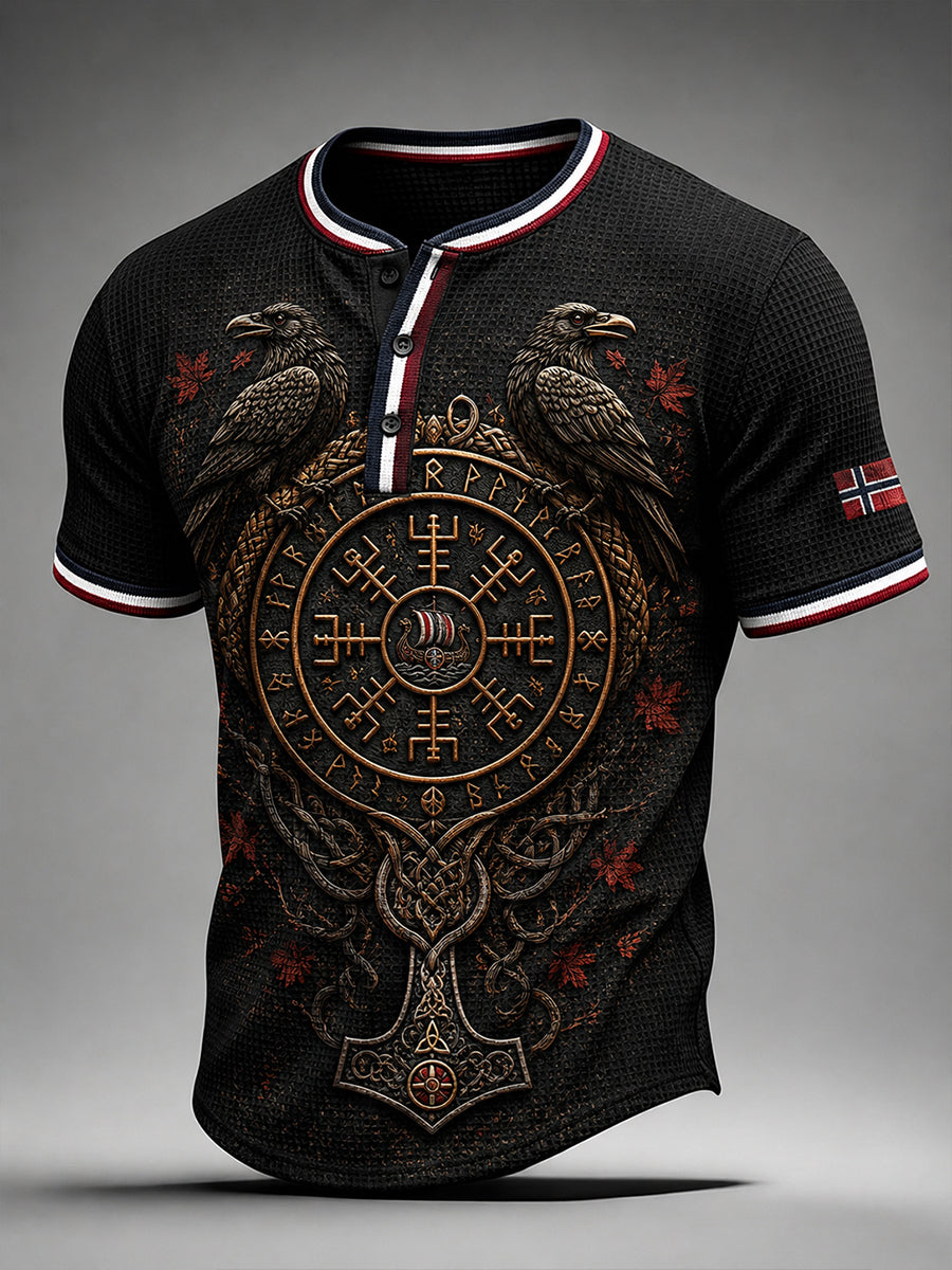 Retro nordische norwegische Wikinger skandinavische Kunstdruck lässiges Poloshirt
