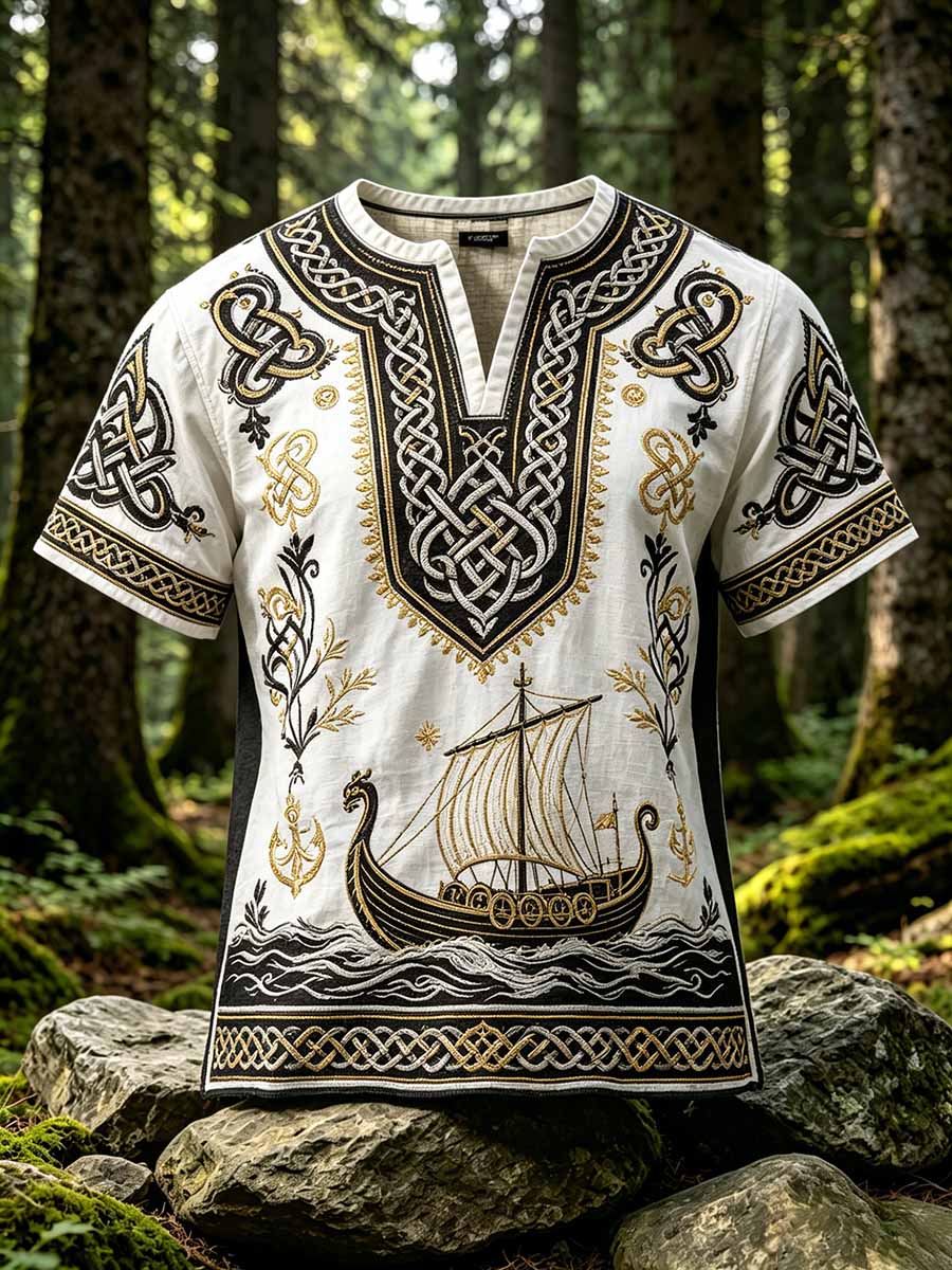 Herrenmode T-Shirt mit Wikinger-Keltischen Knoten-Print