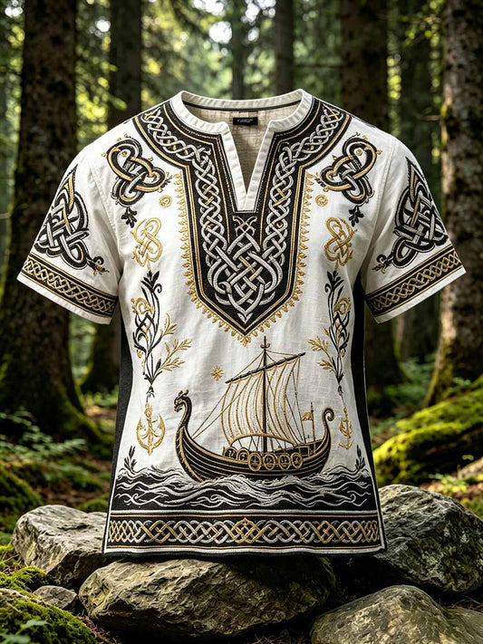 Herrenmode T-Shirt mit Wikinger-Keltischen Knoten-Print