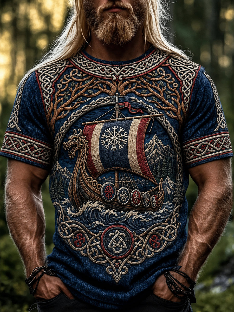 Retro nordische norwegische Wikinger Skandi navis cher Kunstdruck Casual Top