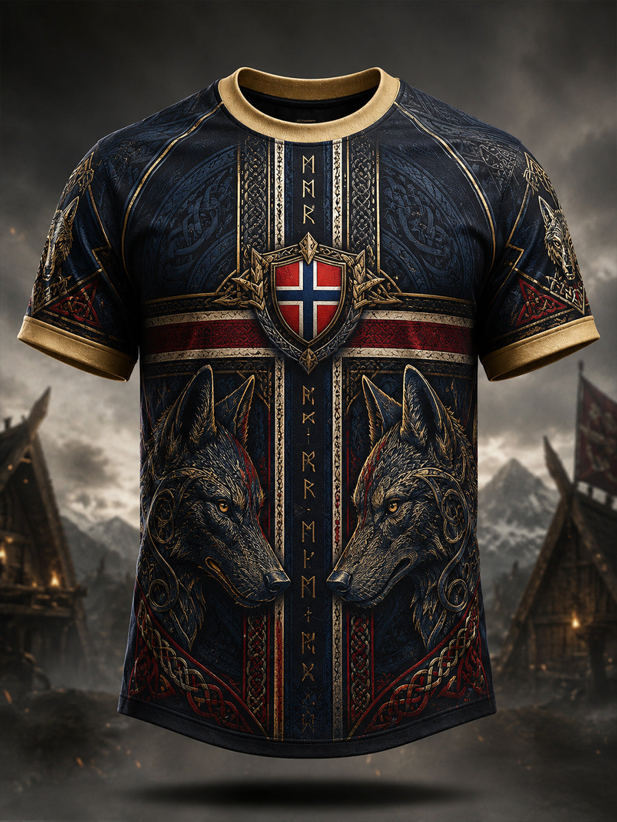 Retro nordisches nordisches Viking Kunstdruck-T-Shirt