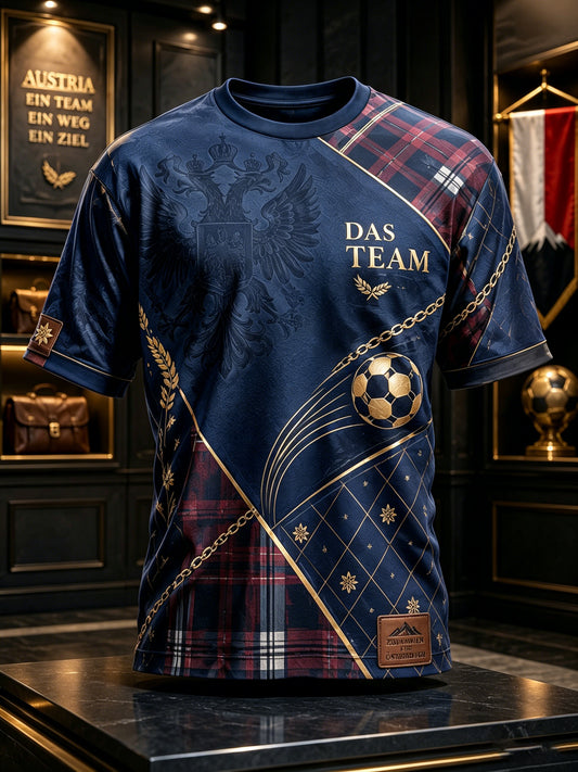 Herren-T-Shirt mit Kunstdruck zum Anfeuern bei einem österreichischen Fußballspiel