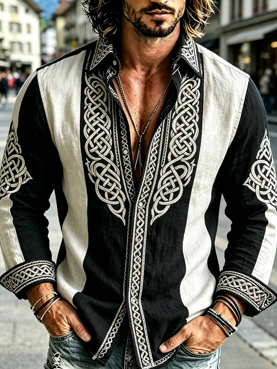 Herren Mode Viking Keltisches Knoten Print Shirt