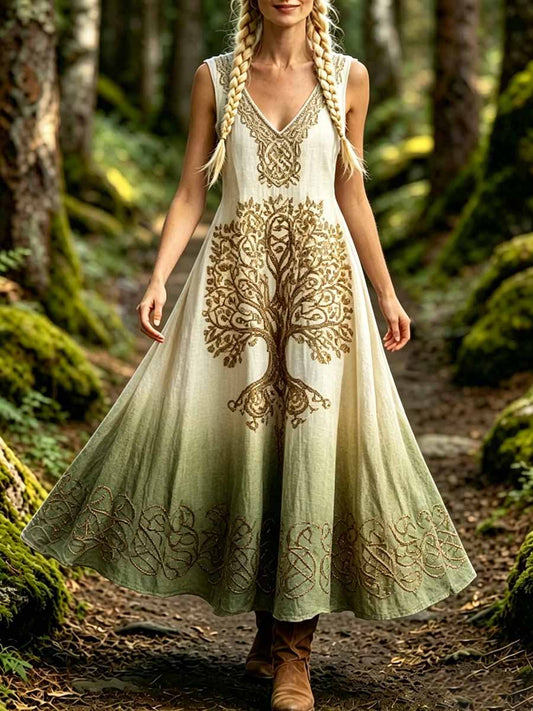 Damenmode Wikinger Baum des Lebens Print Kleid