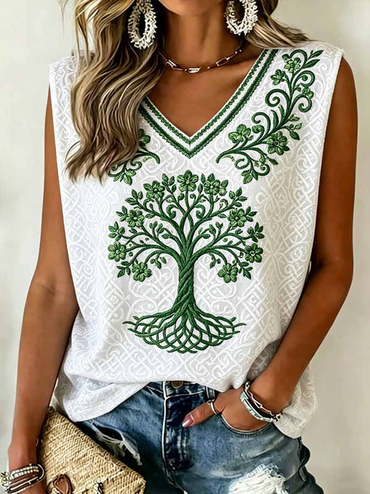 Damenmode Baum des Lebens Viking Print Weste