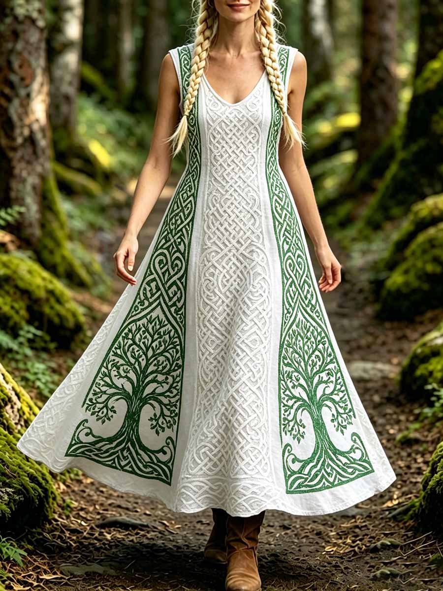 Damenmode Keltischer Knoten Wikinger-Kunstdruck Kleid