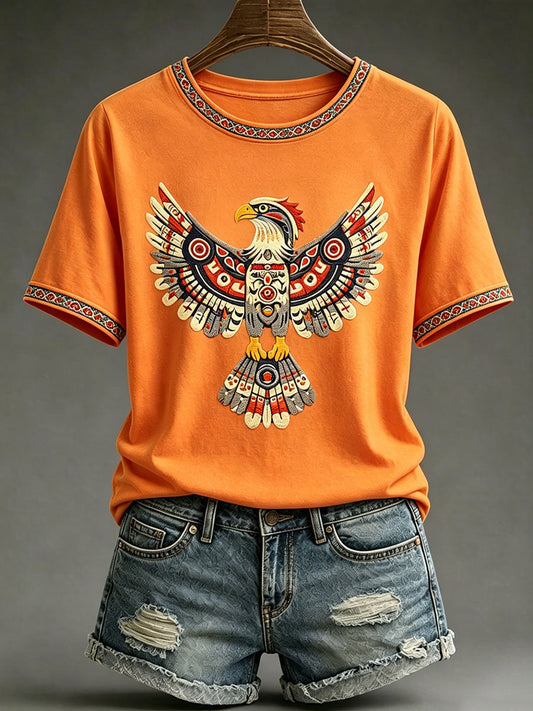 Lässiges T-Shirt für Frauen mit indigener Kunst-Print