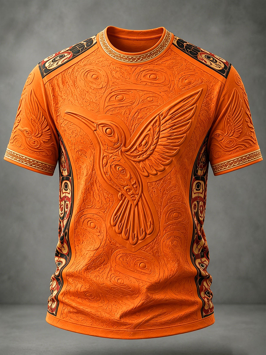Lässiges T-Shirt für Herren mit indigenem Kunstdruck