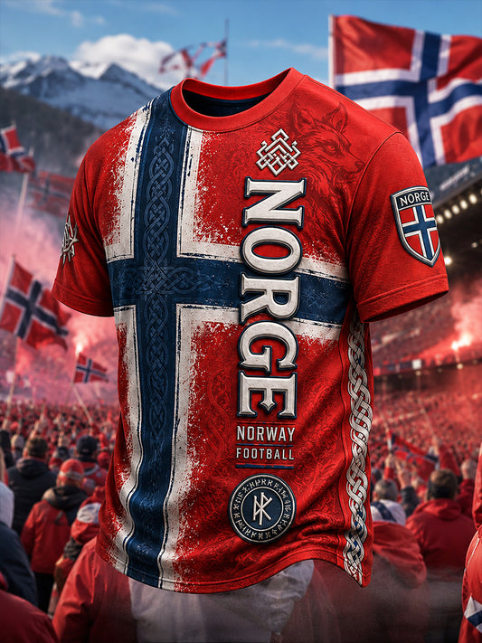 Retro norwegisches Wikinger-Design im nordischen Stil – Lässiges T-Shirt mit Kunstdruck