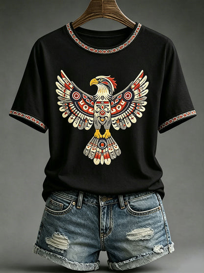 Lässiges T-Shirt für Frauen mit indigener Kunst-Print