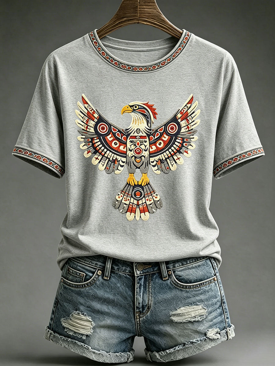 Lässiges T-Shirt für Frauen mit indigener Kunst-Print